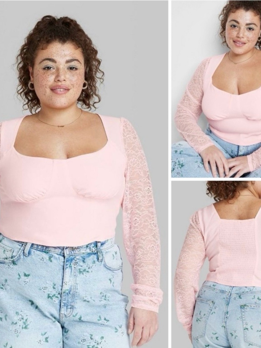 NWT! Wild Fable Women's Long Sleeve Lace Bustier Top